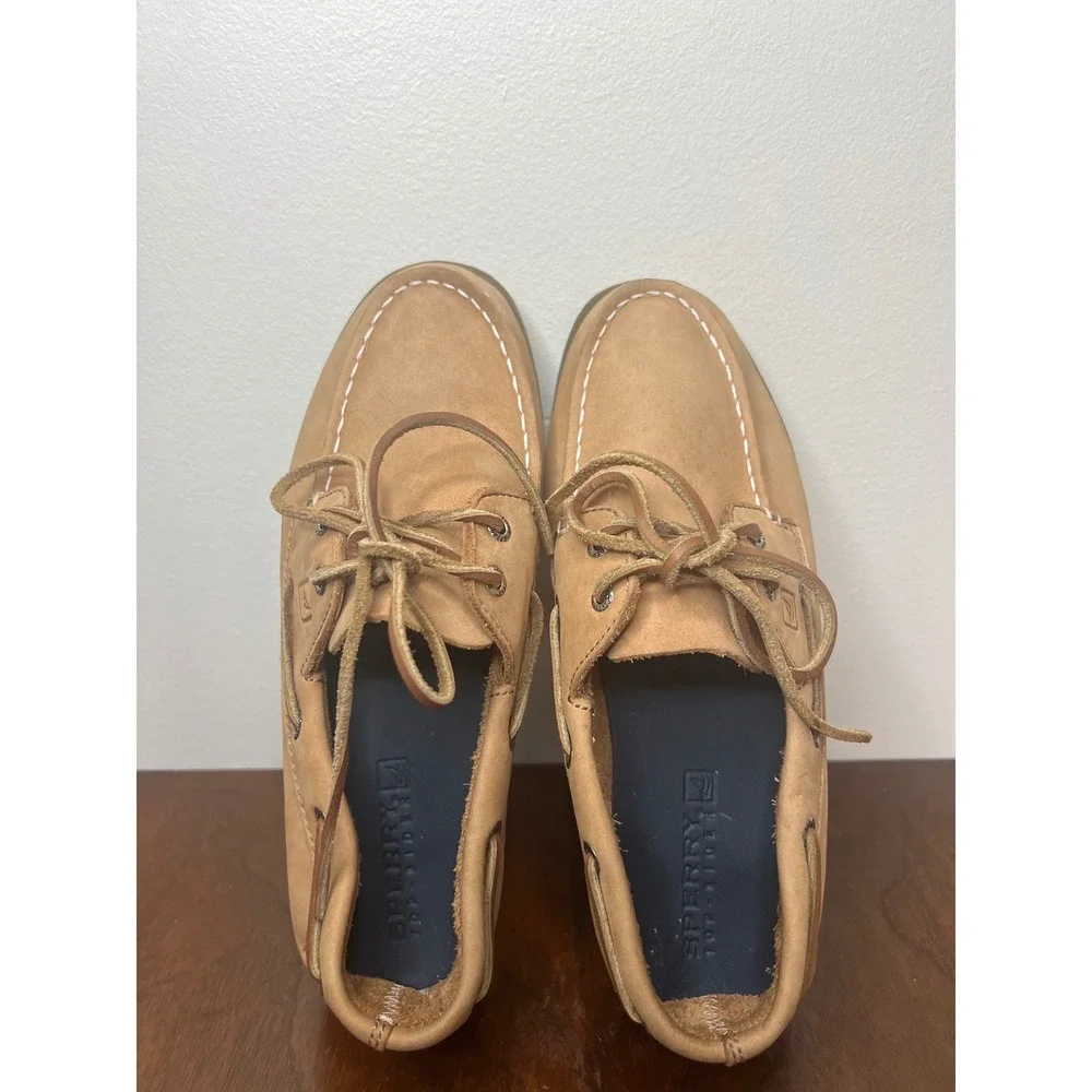 Sperry Authentic Original Slip-On Boat Shoes Big Kids Boys Size 5 Leather Tan